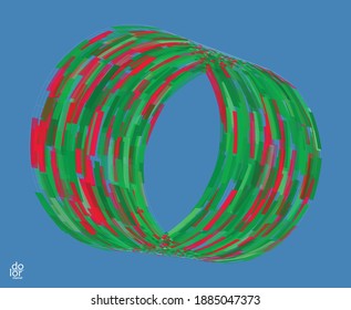 Polygonal geometric abstract vector object. Computer modeling for math or chemistry. Transparent colored parts surface structure overlapping under wire frame shape. Isolated futuristic symbol.