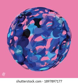 Objeto vector abstracto geométrico poligonal. Modelación computacional para matemáticas o química. Estructura de la superficie de las piezas de color transparente que se solapa bajo la forma del marco de alambre. Símbolo futurista aislado.