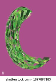 Polygonal geometric abstract vector object. Computer modeling for math or chemistry. Transparent colored parts surface structure overlapping under wire frame shape. Isolated futuristic symbol.