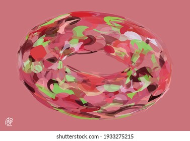 Polygonal geometric abstract vector object. Computer modeling for math or chemistry. Transparent colored parts surface structure overlapping under wire frame shape. Isolated futuristic symbol.