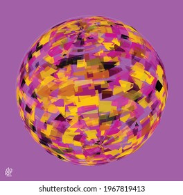 Polygonal geometric abstract vector object. Computer modeling for math or chemistry. Transparent colored parts surface structure overlapping under wire frame shape. Isolated futuristic symbol.