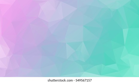 Polygonal geometric background. Colors from emerald green to purple