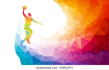 Polygonal geometric basketball player jump shot