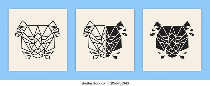 Polygonal and Geometric Bear Illustration Poster