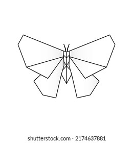 Polygonal geometric butterfly with a black outline.