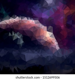 Polygonal and geometric colored space background. Low poly abstract sky