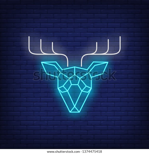Polygonal Geometric Deer Head Neon Sign Stock Vector Royalty Free