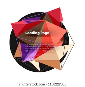 Polygonal geometric design, abstract shape made of triangles, trendy vector background
