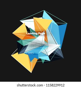 Diseño geométrico poligonal, forma abstracta de triángulos, fondo vectorial de moda