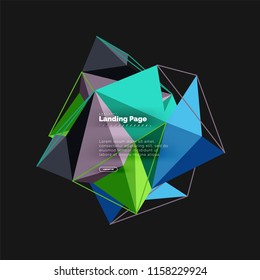 Polygonal geometric design, abstract shape made of triangles, trendy vector background