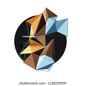 Diseño geométrico poligonal, forma abstracta de triángulos, fondo vectorial de moda