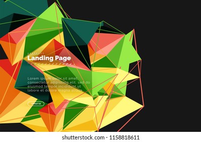 Polygonal geometric design, abstract shape made of triangles, trendy vector background