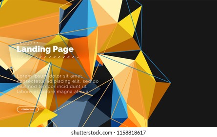 Diseño geométrico poligonal, forma abstracta de triángulos, fondo vectorial de moda