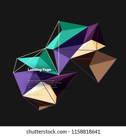 Diseño geométrico poligonal, forma abstracta de triángulos, fondo vectorial de moda
