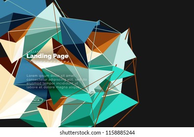 Diseño geométrico poligonal, forma abstracta de triángulos, fondo vectorial de moda