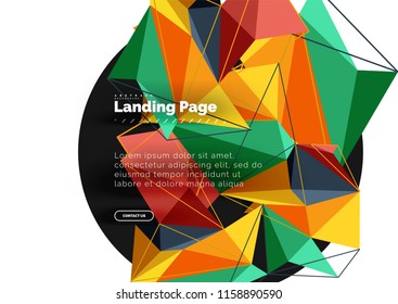 Polygonal geometric design, abstract shape made of triangles, trendy vector background
