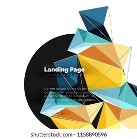 Diseño geométrico poligonal, forma abstracta de triángulos, fondo vectorial de moda