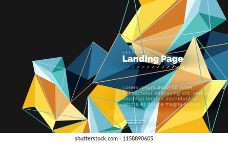Diseño geométrico poligonal, forma abstracta de triángulos, fondo vectorial de moda