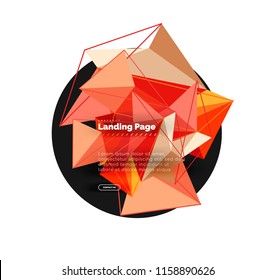Diseño geométrico poligonal, forma abstracta de triángulos, fondo vectorial de moda