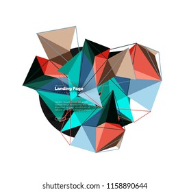 Diseño geométrico poligonal, forma abstracta de triángulos, fondo vectorial de moda