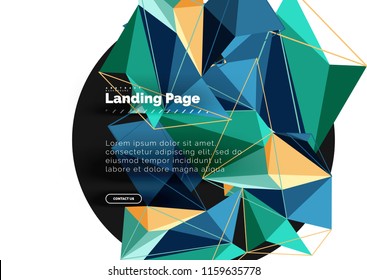 Polygonal geometric design, abstract shape made of triangles, trendy vector background
