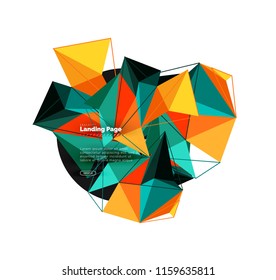Polygonal geometric design, abstract shape made of triangles, trendy vector background