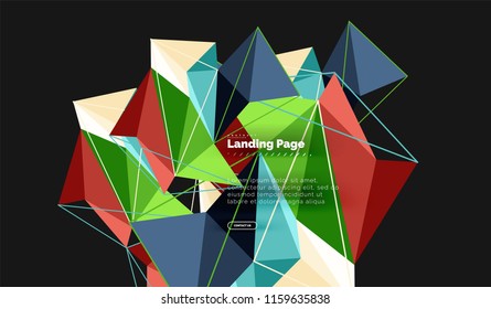 Diseño geométrico poligonal, forma abstracta de triángulos, fondo vectorial de moda