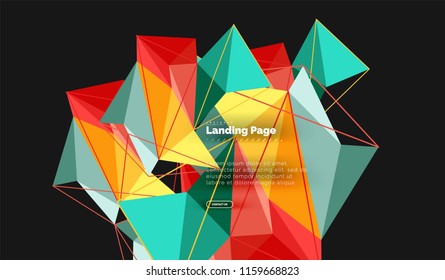 Diseño geométrico poligonal, forma abstracta de triángulos, fondo vectorial de moda