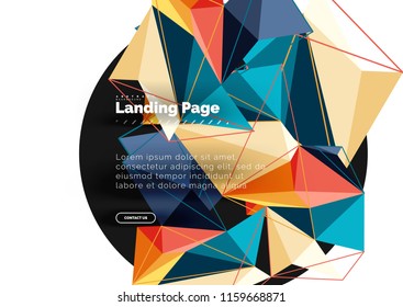 Diseño geométrico poligonal, forma abstracta de triángulos, fondo vectorial de moda
