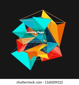 Diseño geométrico poligonal, forma abstracta de triángulos, fondo vectorial de moda