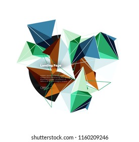 Diseño geométrico poligonal, forma abstracta de triángulos, fondo vectorial de moda