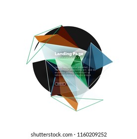 Diseño geométrico poligonal, forma abstracta de triángulos, fondo vectorial de moda