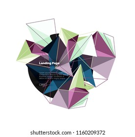 Diseño geométrico poligonal, forma abstracta de triángulos, fondo vectorial de moda