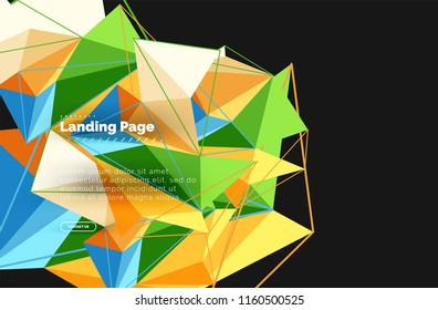 Diseño geométrico poligonal, forma abstracta de triángulos, fondo vectorial de moda