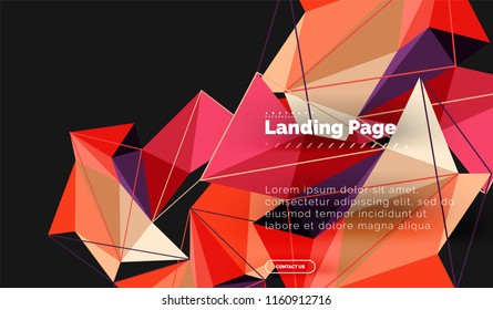 Diseño geométrico poligonal, forma abstracta de triángulos, fondo vectorial de moda
