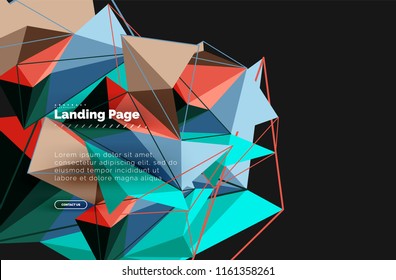 Diseño geométrico poligonal, forma abstracta de triángulos, fondo vectorial de moda