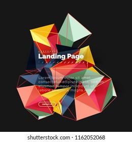 Diseño geométrico poligonal, forma abstracta de triángulos, fondo vectorial de moda