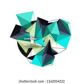 Diseño geométrico poligonal, forma abstracta de triángulos, fondo vectorial de moda