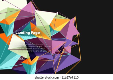 Diseño geométrico poligonal, forma abstracta de triángulos, fondo vectorial de moda