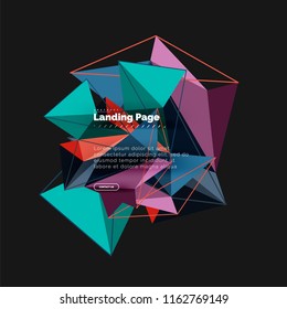 Diseño geométrico poligonal, forma abstracta de triángulos, fondo vectorial de moda