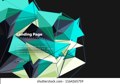 Polygonal geometric design, abstract shape made of triangles, trendy vector background