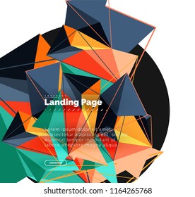 Diseño geométrico poligonal, forma abstracta de triángulos, fondo vectorial de moda