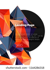 Diseño geométrico poligonal, forma abstracta de triángulos, fondo vectorial de moda