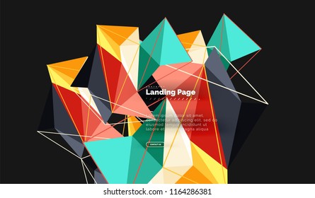 Diseño geométrico poligonal, forma abstracta de triángulos, fondo vectorial de moda