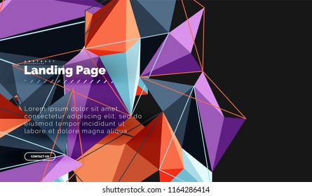 Polygonal geometric design, abstract shape made of triangles, trendy vector background