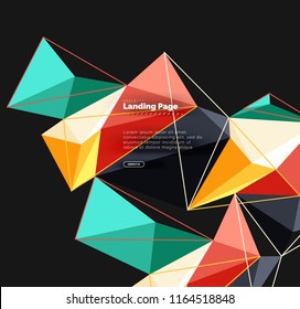 Diseño geométrico poligonal, forma abstracta de triángulos, fondo vectorial de moda