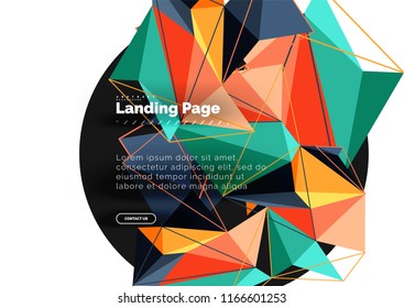 Polygonal geometric design, abstract shape made of triangles, trendy vector background