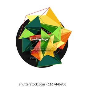Diseño geométrico poligonal, forma abstracta de triángulos, fondo vectorial de moda