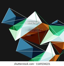 Diseño geométrico poligonal, forma abstracta de triángulos, fondo vectorial de moda