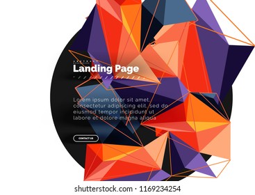 Polygonal geometric design, abstract shape made of triangles, trendy vector background